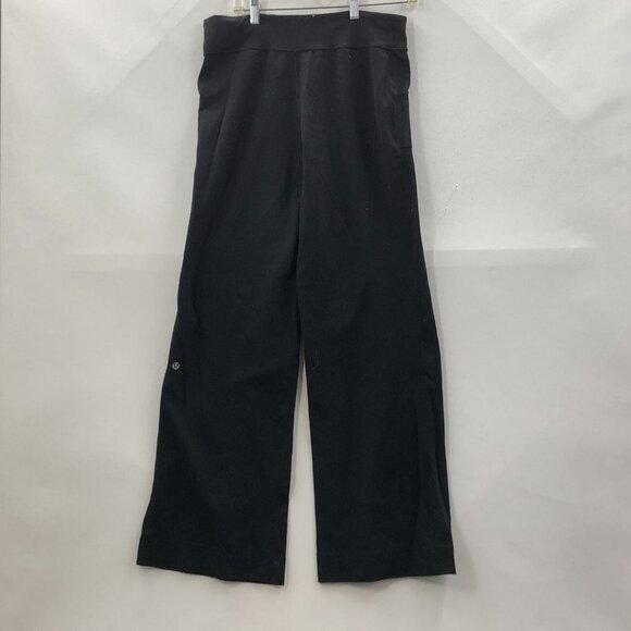 𝅺lululemon Mens Black Regular Fit High Rise Wide Leg Pull On Track Pants Size 6 - Picture 1 of 11